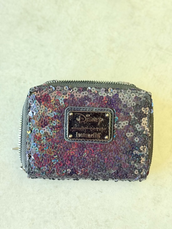 Loungefly Black Sequin Bow Zip Wallet - Picture 3 of 4